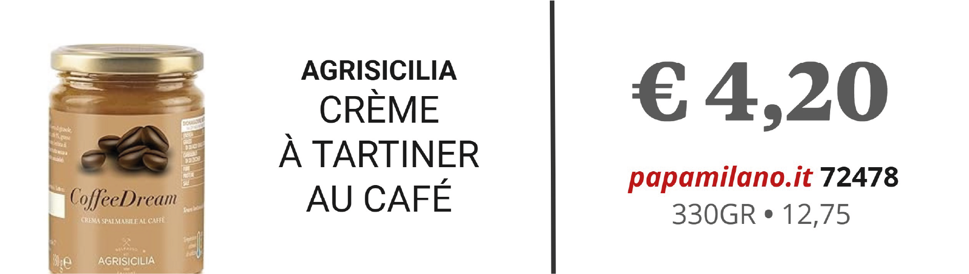 AGRISICILIA CRÈME À TARTINER AU CAFÉ